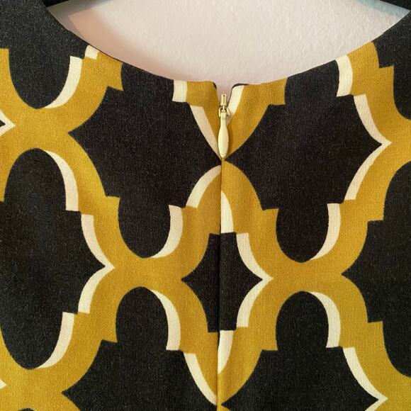 J. McLaughlin Women's Small Catalina Cloth Black Yellow Preppy Knee Length Dress - Picture 6 of 9